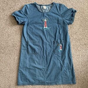Blair Women's Large Denim Lighthouse Dress Vintage
